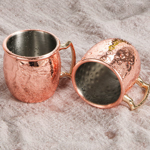 1Pcs/4Pcs set 60ml 2 oz Mini Hammered Copper Plated Moscow Mule Mug 304 Stainless Steel Mug Beer Coffee Cup
