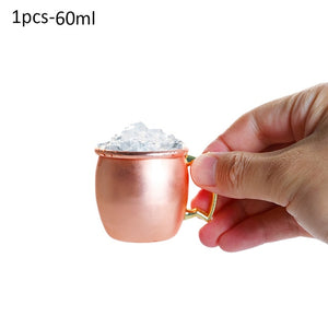 1Pcs/4Pcs set 60ml 2 oz Mini Hammered Copper Plated Moscow Mule Mug 304 Stainless Steel Mug Beer Coffee Cup