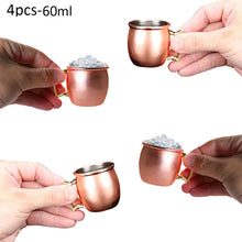 Load image into Gallery viewer, 1Pcs/4Pcs set 60ml 2 oz Mini Hammered Copper Plated Moscow Mule Mug 304 Stainless Steel Mug Beer Coffee Cup

