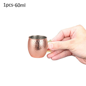 1Pcs/4Pcs set 60ml 2 oz Mini Hammered Copper Plated Moscow Mule Mug 304 Stainless Steel Mug Beer Coffee Cup