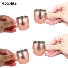 Load image into Gallery viewer, 1Pcs/4Pcs set 60ml 2 oz Mini Hammered Copper Plated Moscow Mule Mug 304 Stainless Steel Mug Beer Coffee Cup
